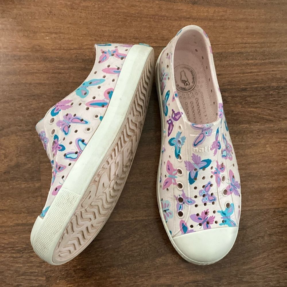 Native Women's Floral Sneakers - Cream and Purple Sz 3